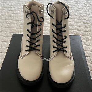 Coach Cream and Black Combat Boots